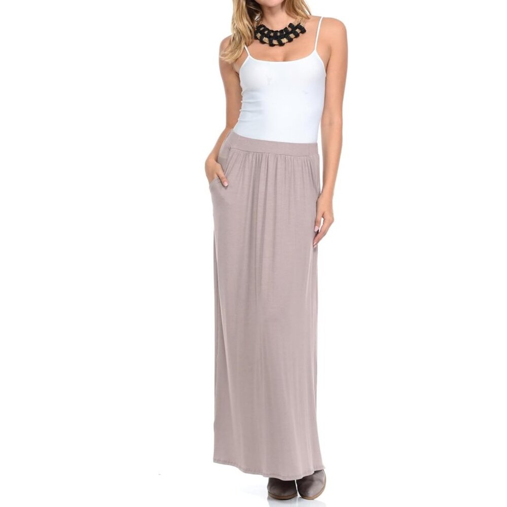 Women's Maxi Skirt with Elastic Waistband and Pockets